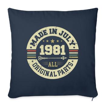 Cadeau d'anniversaire de juillet 1981 1981 que j'ai fait en juillet - Housse de coussin décorative 45 x 45 cm - bleu marine - Devant