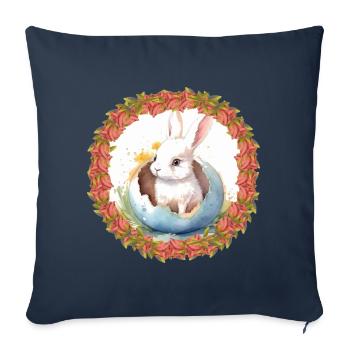 Lapin de Pâques Oeuf de Pâques Lapin de Pâques Oeuf de lapin - Housse de coussin décorative 45 x 45 cm - bleu marine - Devant