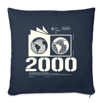 Cadeau d’anniversaire rétro vintage des années 2000 - Housse de coussin décorative 45 x 45 cm - bleu marine - Devant