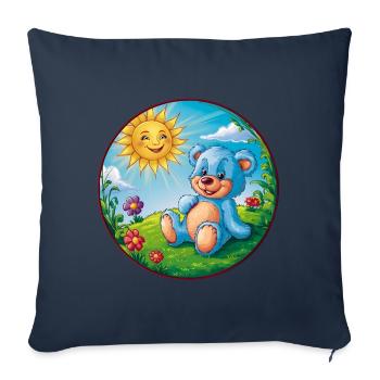 Cute blue teddy bear in the garden sun and clouds - Sofa pillowcase 17,3'' x 17,3'' (45 x 45 cm) - navy - Front