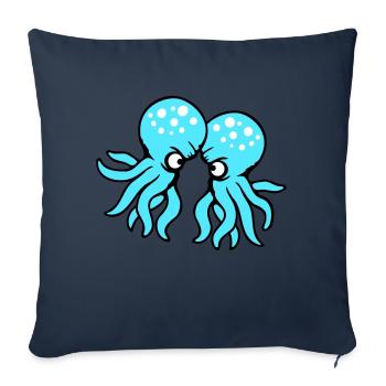 2 Oktopus Freunde Zwei kämpfende Feinde Rivalen - Sofakissenbezug 45 x 45 cm - Navy - Vorne