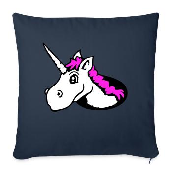 Licorne Trou De Sol Drôle Sourire Bande Dessinée Dessin Animé - Housse de coussin décorative 45 x 45 cm - bleu marine - Devant