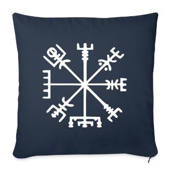 Vegvísir (Viking Compass) - Sofa pillowcase 17,3'' x 17,3'' (45 x 45 cm) - navy - Front
