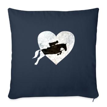 Cheval de saut d'obstacles - Housse de coussin décorative 45 x 45 cm - bleu marine - Devant