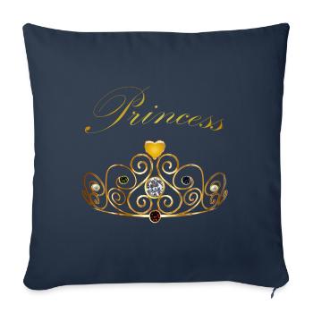 Perles princesse reine couronne doré diadème - Housse de coussin décorative 45 x 45 cm - bleu marine - Devant