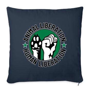 Libération animale libération humaine - Housse de coussin décorative 45 x 45 cm - bleu marine - Devant