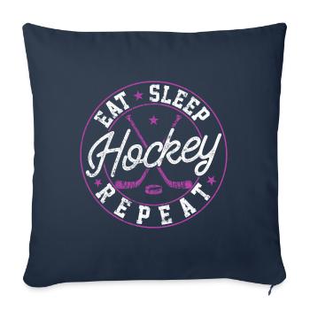 Hockey Nourriture Dormir Hockey Sur Glace Dire - Housse de coussin décorative 45 x 45 cm - bleu marine - Devant
