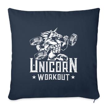 séance d'entraînement licorne - Housse de coussin décorative 45 x 45 cm - bleu marine - Devant