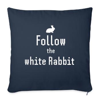 suivez le lapin blanc - Housse de coussin décorative 45 x 45 cm - bleu marine - Devant