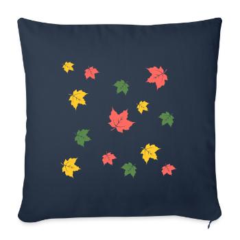 Feuilles d’automne - Housse de coussin décorative 45 x 45 cm - bleu marine - Devant