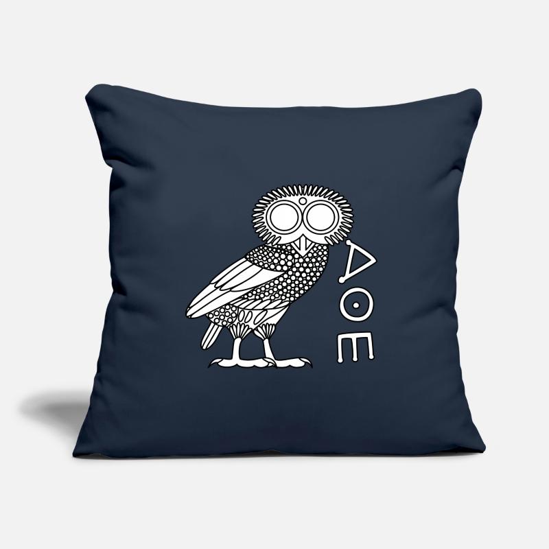 Chouette d'Athéna [Blanc + Ethnicon] Housse de coussin décorative 45 x 45 cm