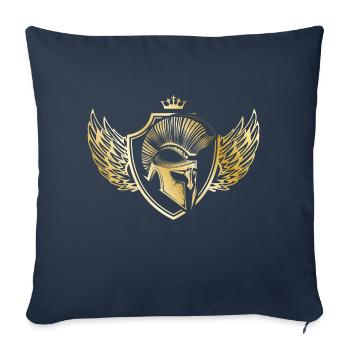 crête de casque spartiate or - Housse de coussin décorative 45 x 45 cm - bleu marine - Devant
