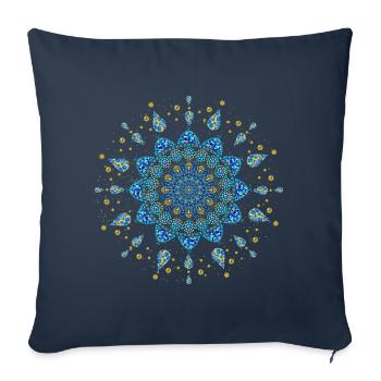 Mandala bleu turquoise or dot art - Housse de coussin décorative 45 x 45 cm - bleu marine - Devant