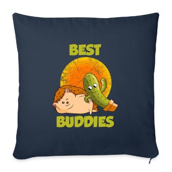 Hedgehog Cactus Best Buddies - Sofa pillowcase 17,3'' x 17,3'' (45 x 45 cm) - navy - Front