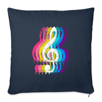 Musicien clef clé de sol musique - Housse de coussin décorative 45 x 45 cm - bleu marine - Devant
