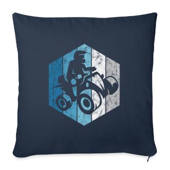 Quadrillage Quad Conduite ATV Hors route Rétro Motocross - Housse de coussin décorative 45 x 45 cm - bleu marine - Devant