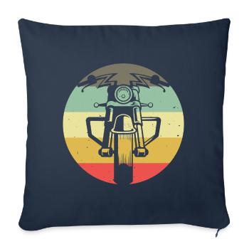 Motocyclistes de moto chopper - Housse de coussin décorative 45 x 45 cm - bleu marine - Devant