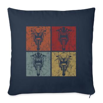 Moto moto moto rétro motocyclistes - Housse de coussin décorative 45 x 45 cm - bleu marine - Devant