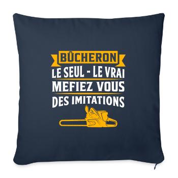 cadeau bûcheron t-shirt bucheron - Housse de coussin décorative 45 x 45 cm - bleu marine - Devant