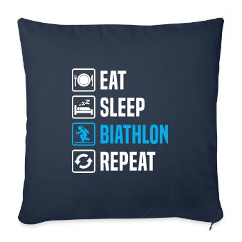 eat sleep biathlon repeat - Housse de coussin décorative 45 x 45 cm - bleu marine - Devant