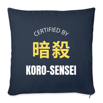 Certified by KORO Sensei Manga Anime Citation - Housse de coussin décorative 45 x 45 cm - bleu marine - Devant