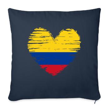 Colombie coeur drapeau blason - Housse de coussin décorative 45 x 45 cm - bleu marine - Devant