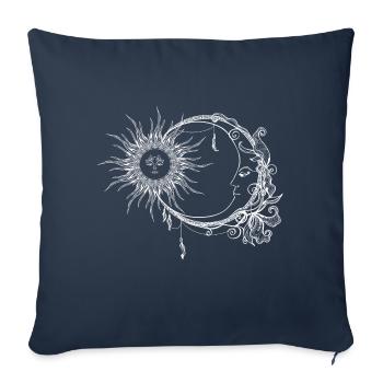 Moon and sun boho style - Sofa pillowcase 17,3'' x 17,3'' (45 x 45 cm) - navy - Front