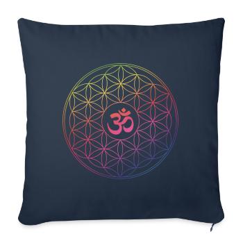 Fleur de vie Om Motif de pluie - Housse de coussin décorative 45 x 45 cm - bleu marine - Devant