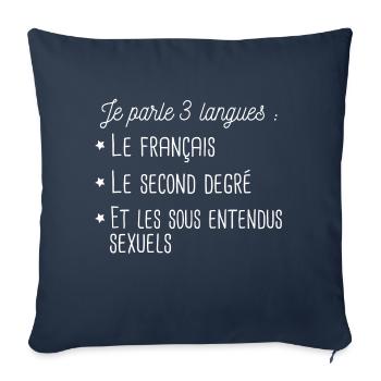Français sexe humour cadeau t-shirt drôle - Housse de coussin décorative 45 x 45 cm - bleu marine - Devant