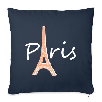 Paris Tour Eiffel France - Housse de coussin décorative 45 x 45 cm - bleu marine - Devant