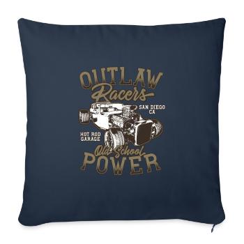 Hot Rod - Voitures de course classiques - lumineuses - Housse de coussin décorative 45 x 45 cm - bleu marine - Devant