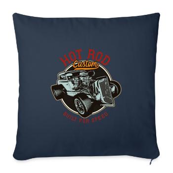 Hot Rod - Voitures de course classiques - lumineuses - Housse de coussin décorative 45 x 45 cm - bleu marine - Devant