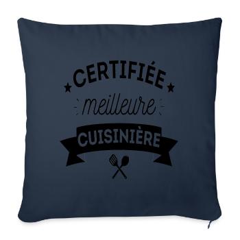 T shirt cuisine humour femme cuisinière cadeau - Housse de coussin décorative 45 x 45 cm - bleu marine - Devant