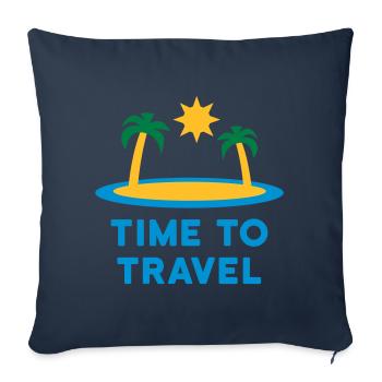 Temps de voyage (île, palmiers, soleil) - Housse de coussin décorative 45 x 45 cm - bleu marine - Devant
