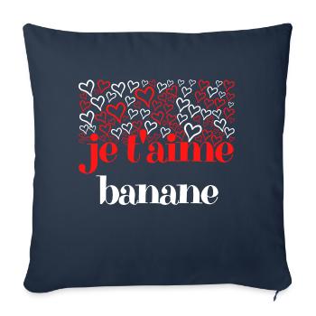 Je t'aime banane - couple saint valentin chéri - Housse de coussin décorative 45 x 45 cm - bleu marine - Devant