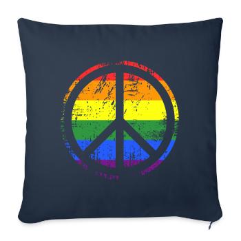 Signe de paix Arc-en-ciel - Housse de coussin décorative 45 x 45 cm - bleu marine - Devant