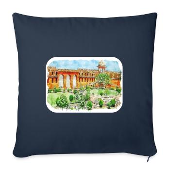 Jaipur Inde Aquarelle Esquisse Peinture Dessinée - Housse de coussin décorative 45 x 45 cm - bleu marine - Devant