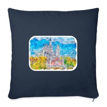 Allemagne Aquarelle Esquisse Dessinée à la main Illustration - Housse de coussin décorative 45 x 45 cm - bleu marine - Devant