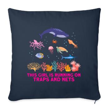 Girl Net Boat Marine Biologist Biology Ocean - Sofa pillowcase 17,3'' x 17,3'' (45 x 45 cm) - navy - Front