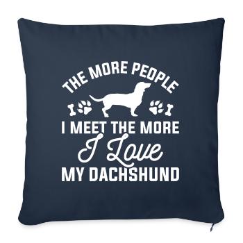 J’aime mon teckel - Housse de coussin décorative 45 x 45 cm - bleu marine - Devant