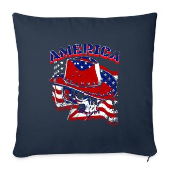 A Beautiful Cowboy Skull with US Flag Design - Sofa pillowcase 17,3'' x 17,3'' (45 x 45 cm) - navy - Front