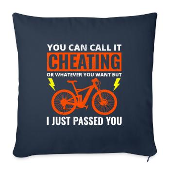 E-Bike Vélo électrique Vélo Cyclisme Biker VTT - Housse de coussin décorative 45 x 45 cm - bleu marine - Devant