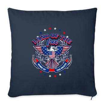 Terre des Libres, Patrie des Braves & Drapeau américain - Housse de coussin décorative 45 x 45 cm - bleu marine - Devant