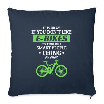 E-Bike Vélo électrique Vélo Cyclisme Biker VTT - Housse de coussin décorative 45 x 45 cm - bleu marine - Devant