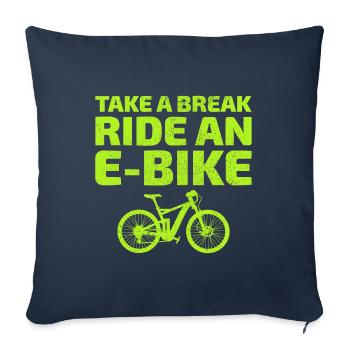 E-Bike Vélo électrique Vélo Cyclisme Biker VTT - Housse de coussin décorative 45 x 45 cm - bleu marine - Devant