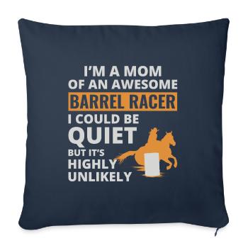 Barrel Racer Racing Équitation Maman Fête des Mères - Housse de coussin décorative 45 x 45 cm - bleu marine - Devant