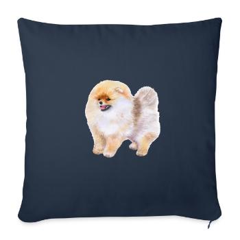 Pomeranian Spitz Dog Watercolor Illustration - Sofa pillowcase 17,3'' x 17,3'' (45 x 45 cm) - navy - Front