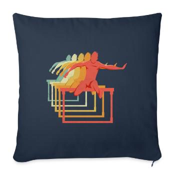 Haies Haies Hurdler Running Runner Athlètes - Housse de coussin décorative 45 x 45 cm - bleu marine - Devant