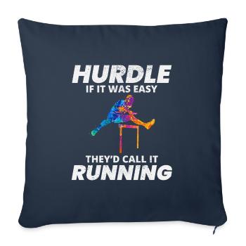 Haies Haies Hurdler Running Runner Athlètes - Housse de coussin décorative 45 x 45 cm - bleu marine - Devant