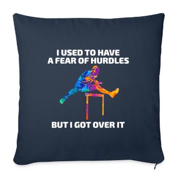Haies Haies Hurdler Running Runner Athlètes - Housse de coussin décorative 45 x 45 cm - bleu marine - Devant